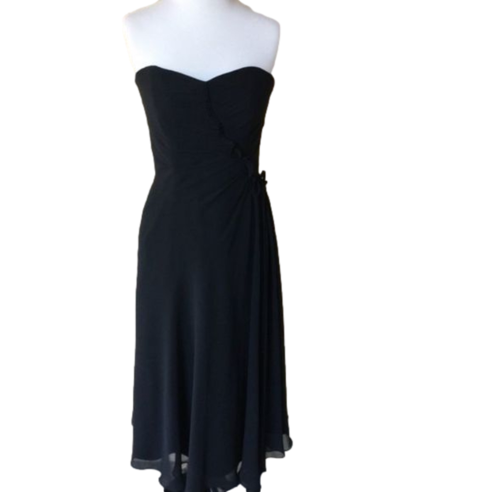 B2 Women's Strapless Bandeau Midi Dress Black Size 6 – Elegant Formal  New W/Tag